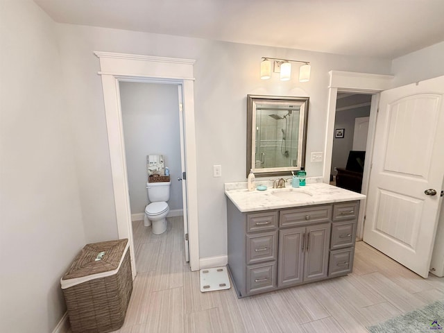 183 Terrell Rd, Elko, GA 31025 - bathroom with vanity, toilet, a shower, and baseboards