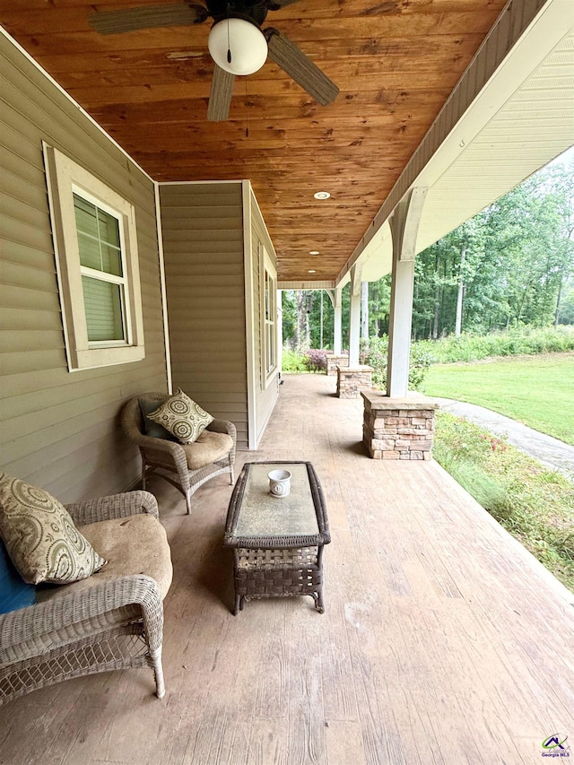 183 Terrell Rd, Elko, GA 31025 - covered porch featuring ceiling fan