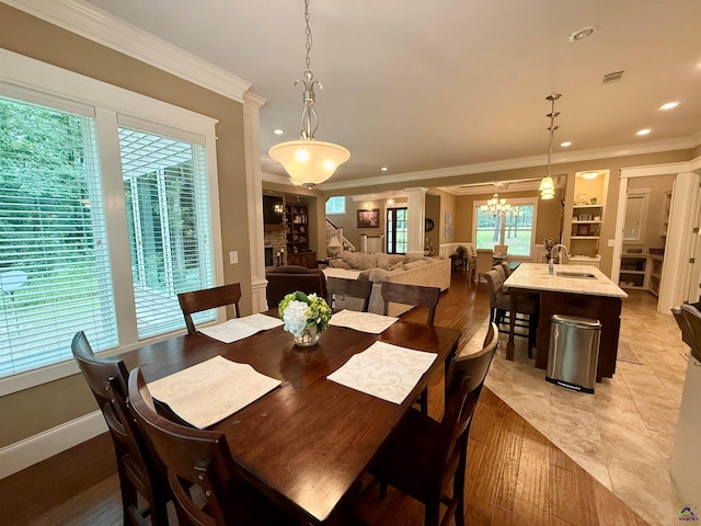 183 Terrell Rd, Elko, GA 31025 - dining room with ornamental molding, recessed lighting, a chandelier, and baseboards