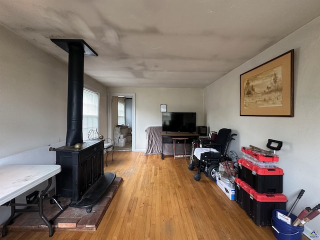 621 Forest Hill Rd, Macon, GA 31220 - living area with a wood stove and wood-type flooring