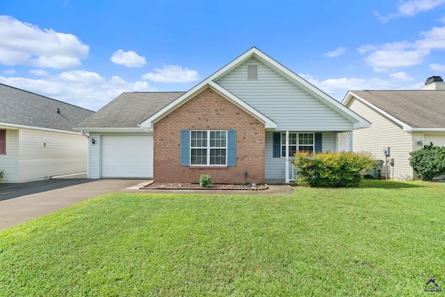 106 Eagles Landing Trl, Warner Robins, GA 31093 - ranch-style house featuring driveway, brick siding, an attached garage, and a front yard