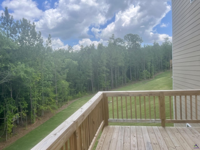 225 Shoreline Way, Macon, GA 31220 - wooden deck with a lawn and a wooded view