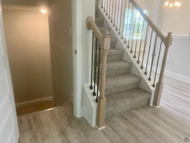 225 Shoreline Way, Macon, GA 31220 - stairway featuring wood finished floors and baseboards