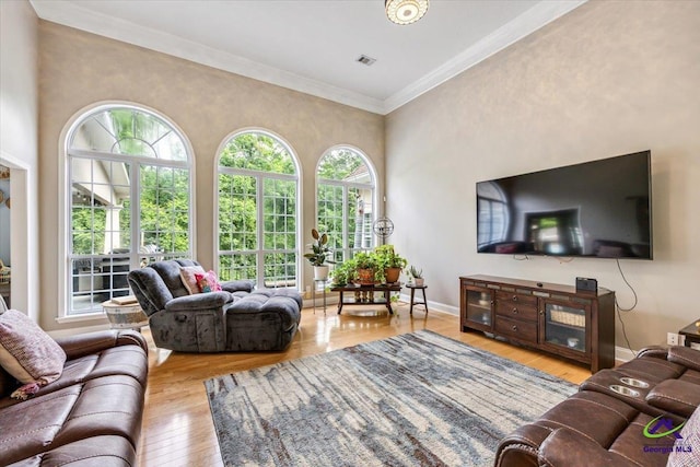 117 Richfield Cir, Kathleen, GA 31047 - living area featuring wood finished floors, crown molding, and baseboards