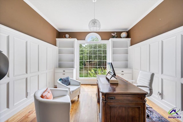 117 Richfield Cir, Kathleen, GA 31047 - office area with light wood-type flooring and ornamental molding