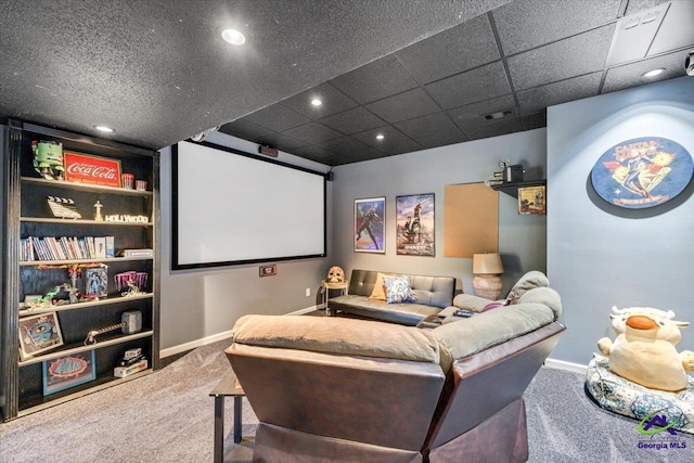117 Richfield Cir, Kathleen, GA 31047 - carpeted home theater featuring baseboards, recessed lighting, and a paneled ceiling