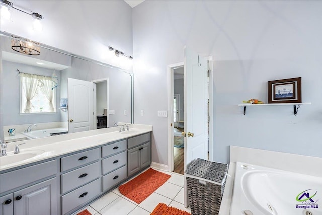 117 Richfield Cir, Kathleen, GA 31047 - bathroom with a bath, double vanity, and tile patterned flooring