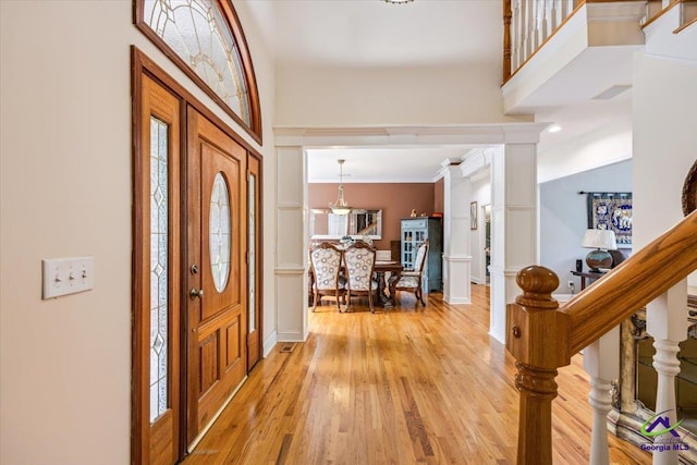 117 Richfield Cir, Kathleen, GA 31047 - foyer featuring light wood-style floors, baseboards, and stairway