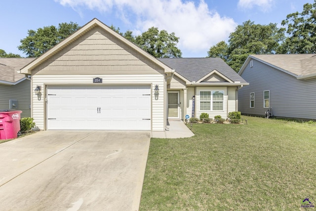 224 Allentown Ln, Macon, GA 31216 - ranch-style house with a garage, a front lawn, and driveway
