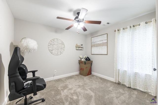 224 Allentown Ln, Macon, GA 31216 - office space featuring carpet, ceiling fan, and baseboards