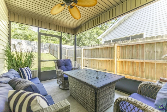 224 Allentown Ln, Macon, GA 31216 - sunroom / solarium with outdoor lounge area, a ceiling fan, and outdoor dining space