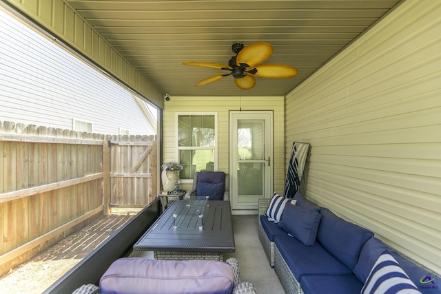 224 Allentown Ln, Macon, GA 31216 - view of patio with an outdoor hangout area and a ceiling fan