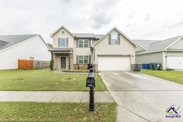 318 Flowing Meadows Dr, Bonaire, GA 31047 - traditional-style house with concrete driveway, a garage, and brick siding
