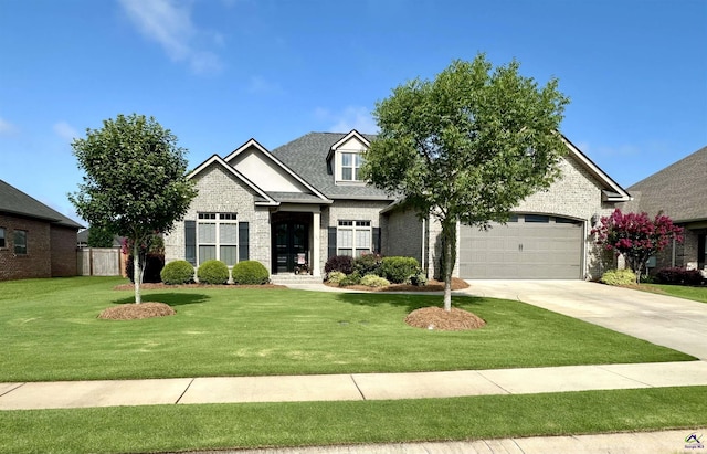 204 Bobtail Run, Kathleen, GA 31047 - view of front of home with brick siding, concrete driveway, a front lawn, and a garage
