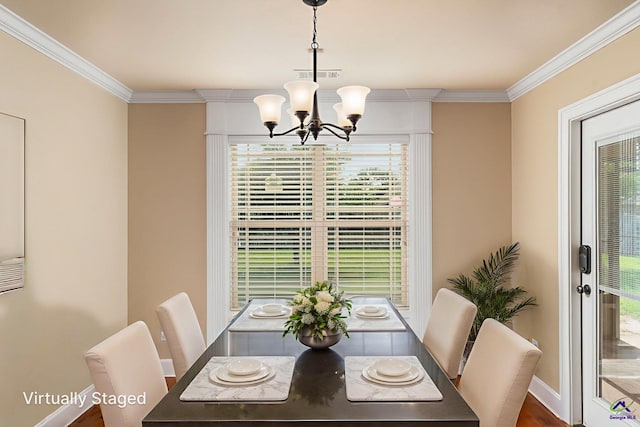 303 Grand Reserve Way, Kathleen, GA 31047 - dining room with a chandelier, ornamental molding, healthy amount of natural light, and baseboards
