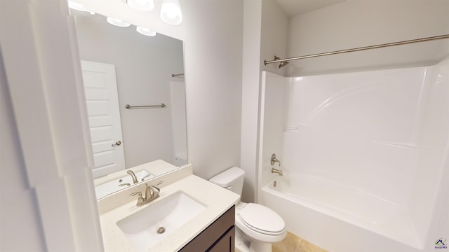 444 Southern Oaks Dr, Macon, GA 31216 - bathroom featuring vanity, toilet, shower / bathtub combination, and tile patterned floors
