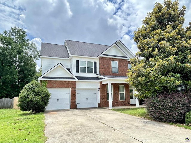 228 Piedmont Ln, Bonaire, GA 31005 - view of front of property with brick siding, a garage, concrete driveway, and a shingled roof