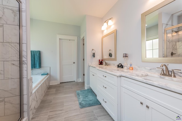 202 Brook Hollow Ct, Kathleen, GA 31047 - full bathroom featuring double vanity, a marble finish shower, and a bath