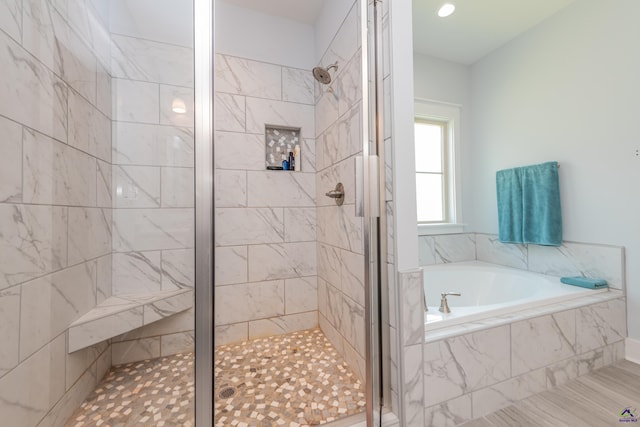 202 Brook Hollow Ct, Kathleen, GA 31047 - bathroom featuring a stall shower and a garden tub
