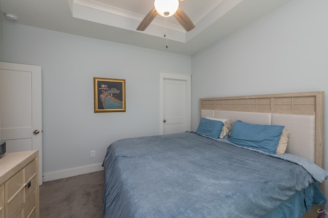 202 Brook Hollow Ct, Kathleen, GA 31047 - bedroom with carpet flooring, a raised ceiling, and ceiling fan