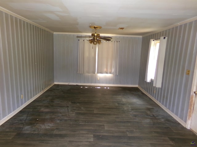 9533 US Highway 80 W, Culloden, GA 31016 - unfurnished room with ornamental molding, a ceiling fan, and wood finished floors