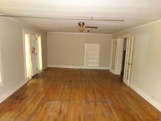 9533 US Highway 80 W, Culloden, GA 31016 - empty room with ornamental molding, wood finished floors, and a ceiling fan