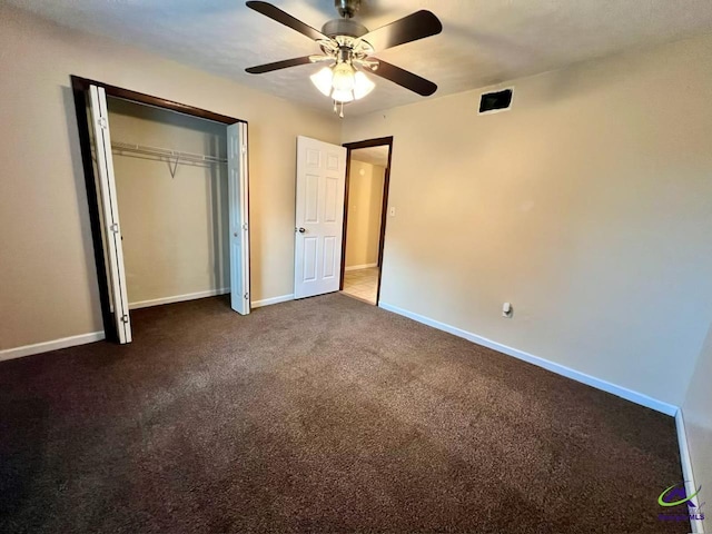 102 Overlook Dr, Warner Robins, GA 31088 - unfurnished bedroom featuring carpet, a ceiling fan, and a closet