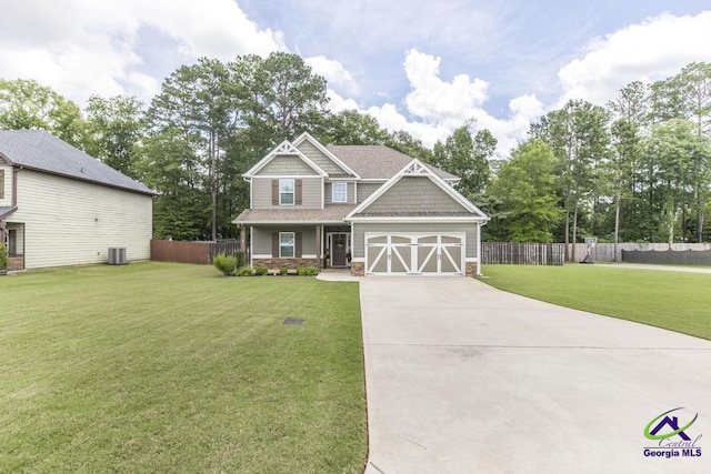 501 Adirondac Way, Bonaire, GA 31005 - craftsman house featuring stone siding, concrete driveway, an attached garage, and covered porch