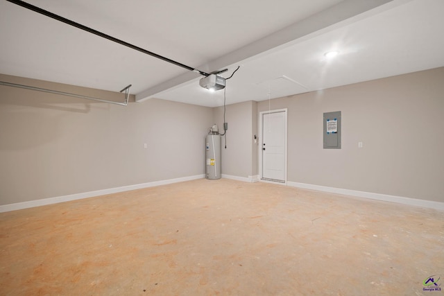 219 Christine Cir, Perry, GA 31069 - garage with electric panel, a garage door opener, and electric water heater