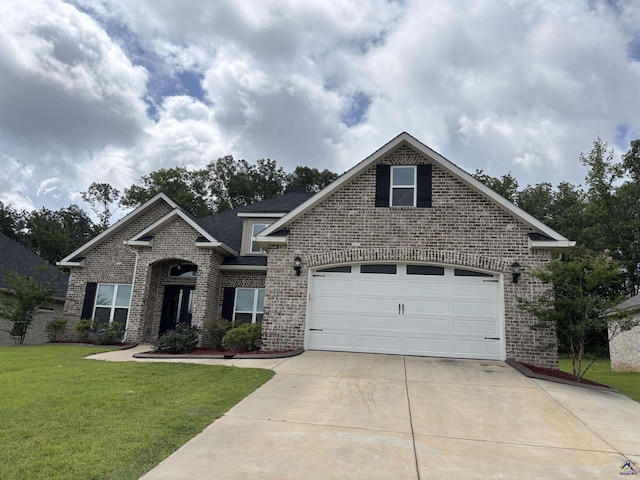 400 Rustic Live Oak Trl, Bonaire, GA 31005 - view of front facade featuring brick siding, driveway, a front lawn, and roof with shingles