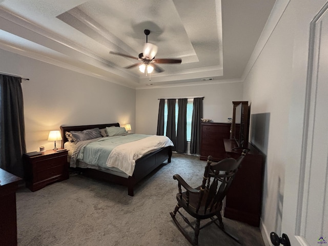 400 Rustic Live Oak Trl, Bonaire, GA 31005 - bedroom with a tray ceiling, carpet, ceiling fan, and crown molding
