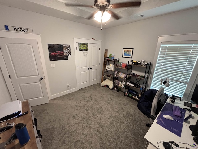 400 Rustic Live Oak Trl, Bonaire, GA 31005 - carpeted office featuring a ceiling fan and baseboards