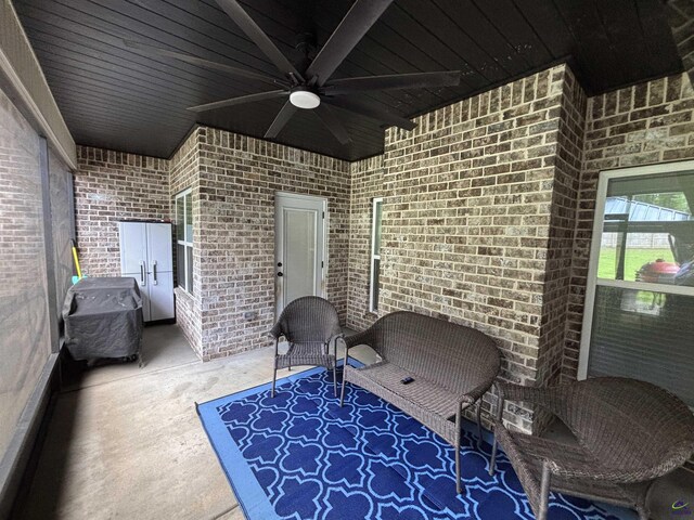 400 Rustic Live Oak Trl, Bonaire, GA 31005 - view of patio / terrace featuring ceiling fan and grilling area