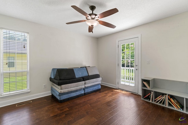 109 S Hiley Ct, Bonaire, GA 31005 - sitting room featuring wood-type flooring, ceiling fan, and a textured ceiling