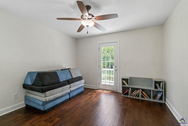 109 S Hiley Ct, Bonaire, GA 31005 - sitting room featuring wood-type flooring, ceiling fan, and a textured ceiling