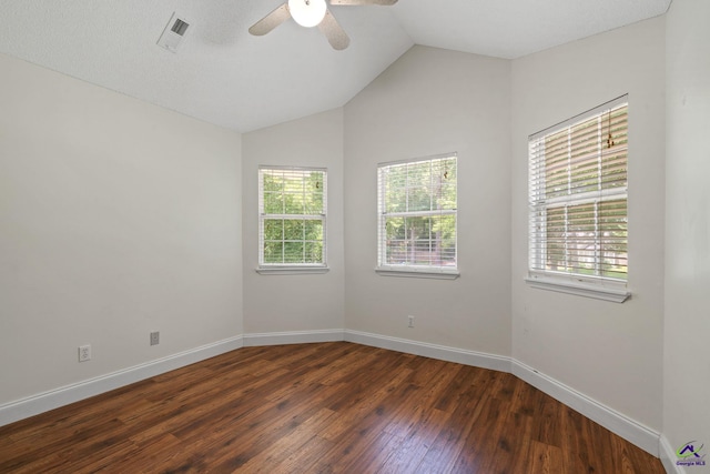 109 S Hiley Ct, Bonaire, GA 31005 - empty room featuring ceiling fan, dark wood-style floors, and lofted ceiling