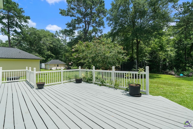 109 S Hiley Ct, Bonaire, GA 31005 - deck with a lawn and view of wooded area