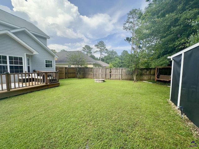 145 Rolling Woods Cir, Warner Robins, GA 31088 - fenced backyard with a deck