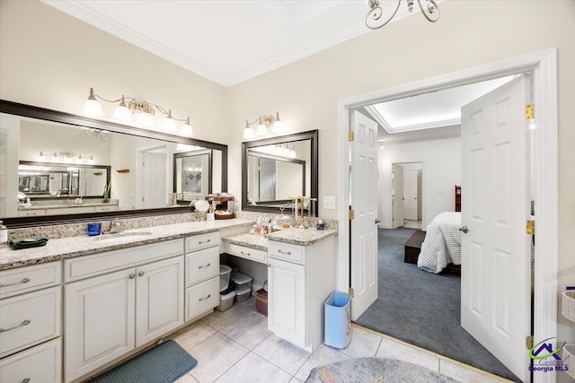 1414 Park Ave, Perry, GA 31069 - full bath featuring ensuite bath, ornamental molding, vanity, and tile patterned flooring