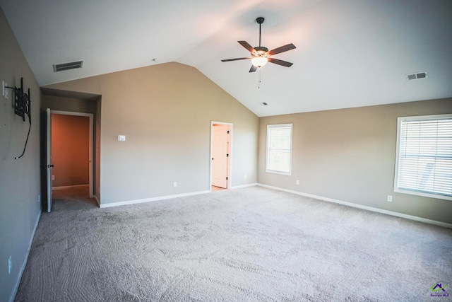 133 W River Cane Run, Perry, GA 31069 - empty room with ceiling fan, lofted ceiling, and carpet