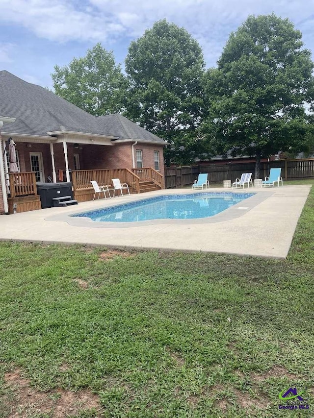 113 Ruzic Dr, Kathleen, GA 31047 - view of pool with a wooden deck and a patio