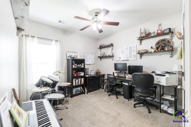 103 Cascades Ct, Bonaire, GA 31005 - office area featuring carpet flooring and ceiling fan