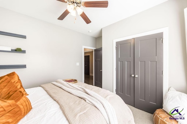 103 Cascades Ct, Bonaire, GA 31005 - carpeted bedroom featuring a closet and a ceiling fan