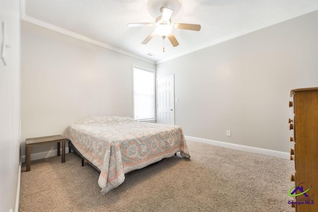 112 Verandah Ct, Bonaire, GA 31005 - bedroom featuring carpet flooring, ornamental molding, and ceiling fan