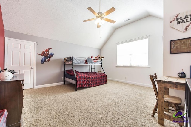 112 Verandah Ct, Bonaire, GA 31005 - bedroom with vaulted ceiling, carpet floors, and ceiling fan