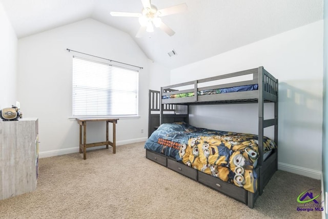 112 Verandah Ct, Bonaire, GA 31005 - bedroom with vaulted ceiling, carpet flooring, and a ceiling fan