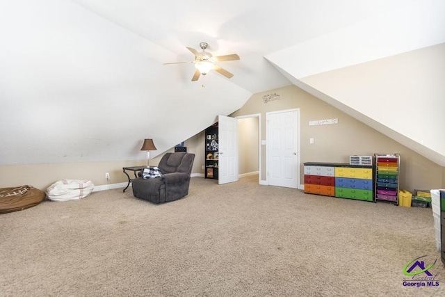 112 Verandah Ct, Bonaire, GA 31005 - unfurnished room with carpet floors, vaulted ceiling, and a ceiling fan