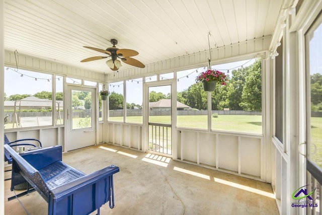 546 Grove Ln, Kathleen, GA 31047 - unfurnished sunroom with ceiling fan and plenty of natural light