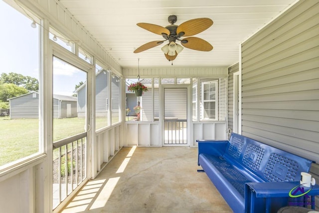 546 Grove Ln, Kathleen, GA 31047 - unfurnished sunroom featuring ceiling fan and plenty of natural light