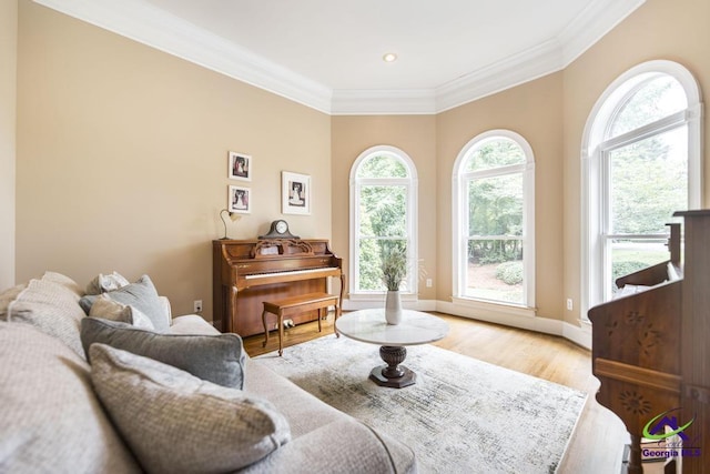 109 Black Oak Ct, Byron, GA 31008 - sitting room featuring crown molding, light wood-style flooring, and recessed lighting